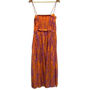 Maria Cher euro summer Orange Purple Silk Long Midi Dress Sleeveless Size L